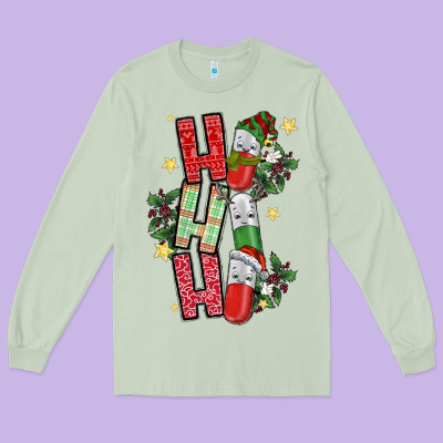 Ho Ho Ho Pharmacy Long Sleeve Tee Designed By Cowhidedigitalart
