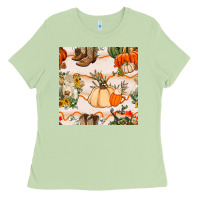 Matcha fall heifer seamless pattern Ladies Tee - BundleAndBundleShop