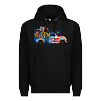 Black USA 4th of July Sunflower Truck Premium Hoodie - Jasminsmagicworld