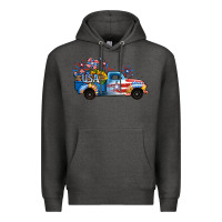 Charcoal Heather USA 4th of July Sunflower Truck Premium Hoodie - Jasminsmagicworld