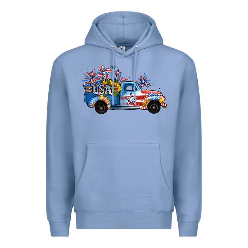 Usa 4th Of July Sunflower Truck Premium Hoodie by Jasminsmagicworld | Teevron