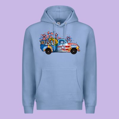 Usa 4th Of July Sunflower Truck Premium Hoodie Designed By Jasminsmagicworld