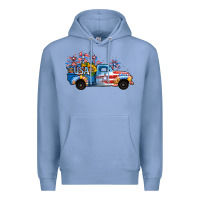 Colony Blue USA 4th of July Sunflower Truck Premium Hoodie - Jasminsmagicworld
