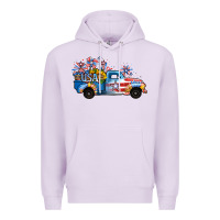 Lilac USA 4th of July Sunflower Truck Premium Hoodie - Jasminsmagicworld