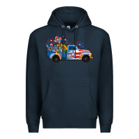 Navy USA 4th of July Sunflower Truck Premium Hoodie - Jasminsmagicworld
