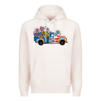 Pale Pink USA 4th of July Sunflower Truck Premium Hoodie - Jasminsmagicworld