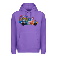Purple USA 4th of July Sunflower Truck Premium Hoodie - Jasminsmagicworld