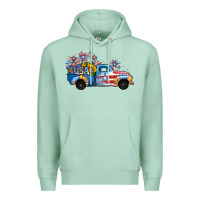 Seafoam USA 4th of July Sunflower Truck Premium Hoodie - Jasminsmagicworld