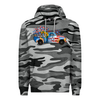 Slate Camo USA 4th of July Sunflower Truck Premium Hoodie - Jasminsmagicworld