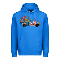 True Royal USA 4th of July Sunflower Truck Premium Hoodie - Jasminsmagicworld