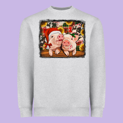 Christmas Pigs Heavyweight Sweatshirt Designed By Jasminsmagicworld