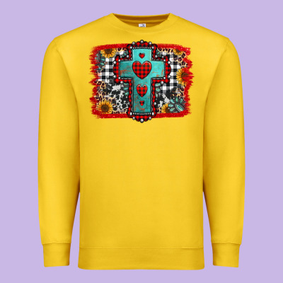 Christmas Cross With Background Premium Sweatshirt Designed By Jasminsmagicworld