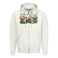 Oatmeal Heather indian headdress coffee cups Zipper Hoodie - Jasminsmagicworld