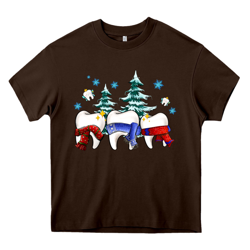 Dental Christmas Tree Teeth And Winter Ado Heavy Core Tee by OliviaCreatesArt | Teevron