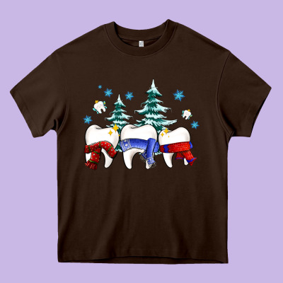 Dental Christmas Tree Teeth And Winter Ado Heavy Core Tee Designed By Oliviacreatesart