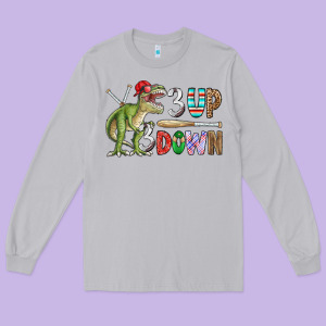 3 Up 3 Down Rex Long Sleeve Tee Designed By Cowhidedigitalart
