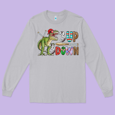 3 Up 3 Down Rex Long Sleeve Tee Designed By Cowhidedigitalart