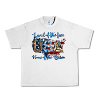 Land Of The Free Home Of The Brave American Flag Background Urban Heavy Tee | Teevron