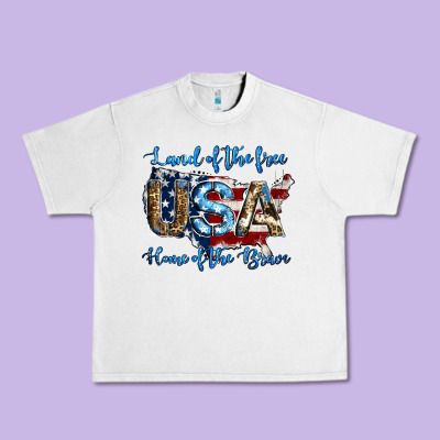 Land Of The Free Home Of The Brave American Flag Background Urban Heavy Tee Designed By Jasminsmagicworld