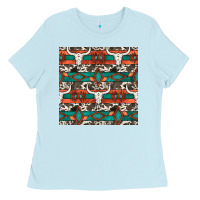 Baby Blue native american aztec seamless pattern 3 Ladies Tee - BundleAndBundleShop