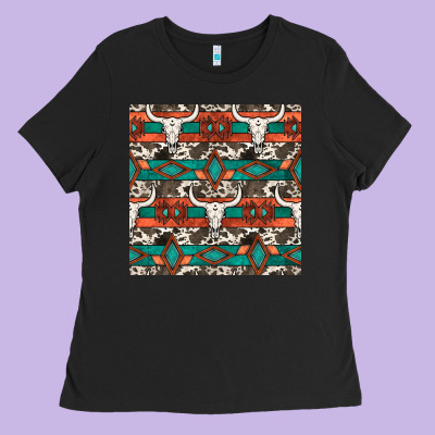 Native American Aztec Seamless Pattern 3 Ladies Tee Designed By Bundleandbundleshop