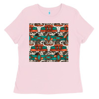 Bubblegum Pink native american aztec seamless pattern 3 Ladies Tee - BundleAndBundleShop