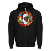 Black Black Santa Christmas Zipper Hoodie - RanaPortraitStore