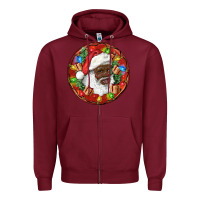 Burgundy Black Santa Christmas Zipper Hoodie - RanaPortraitStore