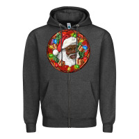 Charcoal Heather Black Santa Christmas Zipper Hoodie - RanaPortraitStore