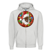 Dove Grey Black Santa Christmas Zipper Hoodie - RanaPortraitStore