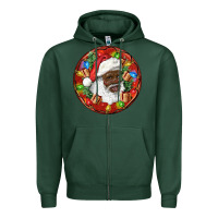 Sports Green Black Santa Christmas Zipper Hoodie - RanaPortraitStore