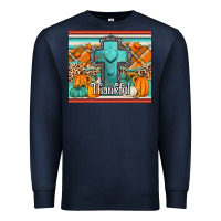 Navy fall thankfull cross Premium Sweatshirt - Jasminsmagicworld