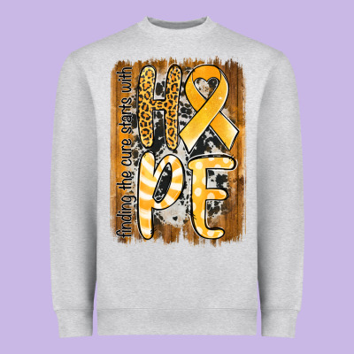 Finding The Cure Starts With Hope Childhood Cancer Awareness  With Bac Heavyweight Sweatshirt Designed By Jasminsmagicworld
