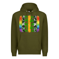 Army Green st patricks day rainbow brushstroke Premium Hoodie - Artiststas