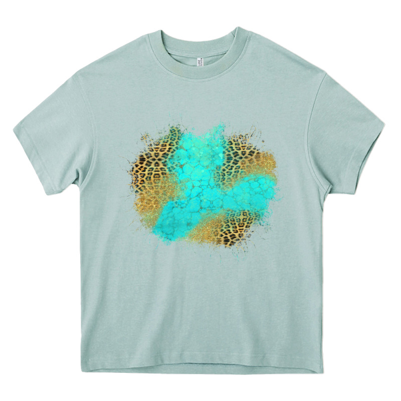 Turquoise Leopard Patch Heavy Core Tee by Jasminsmagicworld | Teevron