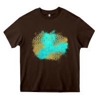Chocolate Brown turquoise leopard patch Heavy Core Tee - Jasminsmagicworld