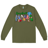 Army Green baseball mama Long Sleeve Tee - CowhideDigitalArt