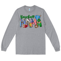 Heather Grey baseball mama Long Sleeve Tee - CowhideDigitalArt
