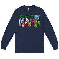Navy baseball mama Long Sleeve Tee - CowhideDigitalArt