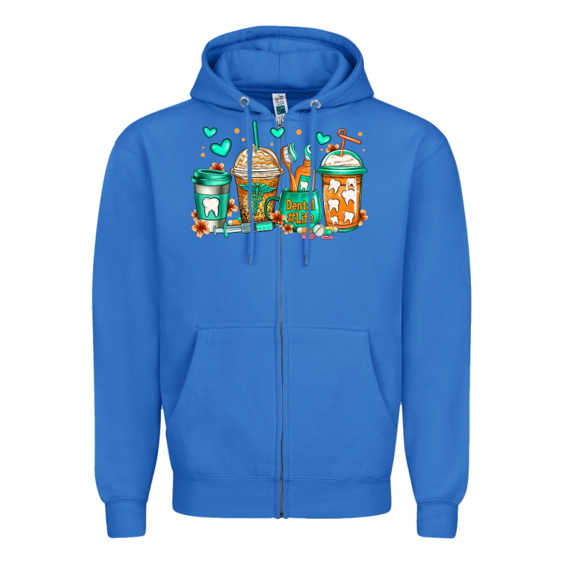 Dental Life Coffee Cups Zipper Hoodie by Jasminsmagicworld | Teevron