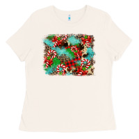 Bone Christmas Plaid Turquoise Glitter Cowhide Ladies Tee - FaDigitalArtStudio