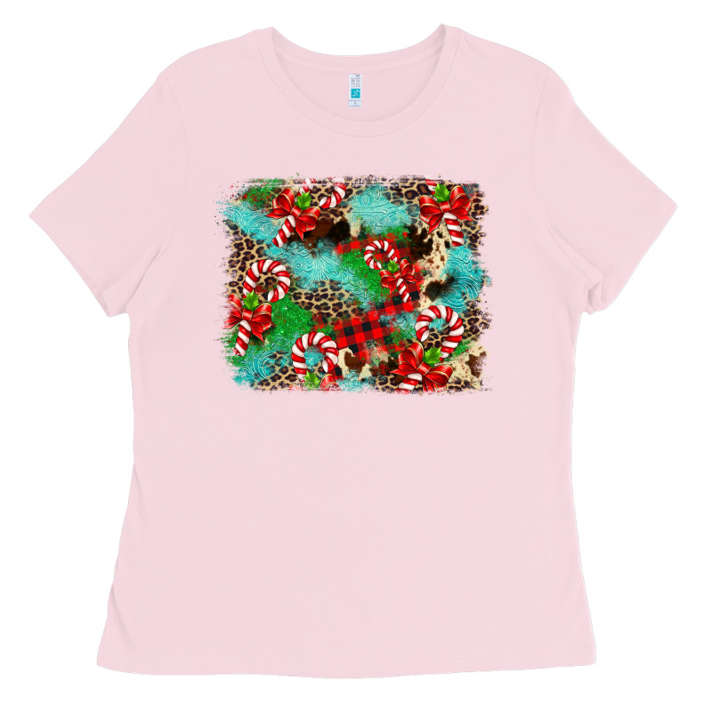 Christmas Plaid Turquoise Glitter Cowhide Ladies Tee by FaDigitalArtStudio | Teevron