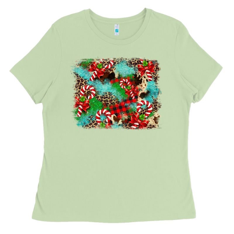 Christmas Plaid Turquoise Glitter Cowhide Ladies Tee by FaDigitalArtStudio | Teevron