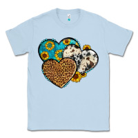 Dusty Blue cowhide leopard hearts Classic Tee - OliviaCreatesArt