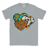 Heather Grey cowhide leopard hearts Classic Tee - OliviaCreatesArt