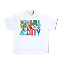 White Mama Of Duty Urban Heavy Tee - CowhideDigitalArt