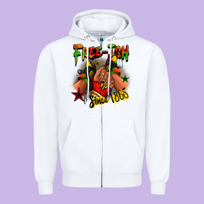 Free-ish Since 1865 Juneteenth Black Girl Sneakers Zipper Hoodie Designed By Ranaportraitstore