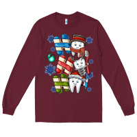 Burgundy ho ho ho teeth Long Sleeve Tee - CowhideDigitalArt