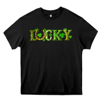 Black st. patrick's day lucky with clovers and horseshoe Heavy Core Tee - RanaPortraitStore