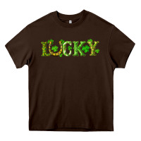 Chocolate Brown st. patrick's day lucky with clovers and horseshoe Heavy Core Tee - RanaPortraitStore